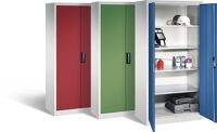 Flügeltürenschrank H1950xB930xT800mm lichtgrau/enzianblau 4 BD Trgf.70 kg