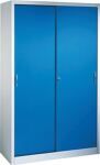 Schiebetürenschrank H1950xB1600xT500mm lichtgrau/enzianblau 8Fbd.m.Trennw.