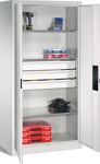 Flügeltürenschrank H1950xB1200xT600mm lichtgrau/enzianblau 3 BD