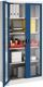 Flügeltürenschrank H1950xB950xT600mm grau/blau 4BD Sichtfenstertüren MAUSER