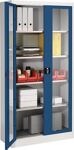 Flügeltürenschrank H1950xB950xT600mm grau/blau 4BD Sichtfenstertüren MAUSER