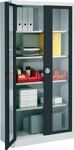 Flügeltürenschrank H1950xB950xT600mm lichtgrau/anthrazitgrau 4 BD Sichtfenstert.