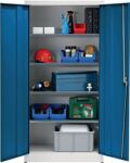 Flügeltürenschrank H1950xB950xT500mm lichtgrau/signalblau 4 BD