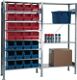 Steckregal H2000xB1000xT400mm Grundregal 8 Stahlböden 12xMK3 blau,16xMK3 rot TW