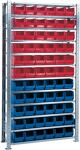 Steckregal H2000xB1000xT300mm Grundregal 12 Stahlböden 30xMK4 blau,36xMK4 rot TW