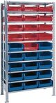 Steckregal H2000xB1000xT500mm Grundregal 10 Stahlbd.14xMK2Z blau,13xMK2Z rot TW
