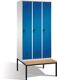 Garderobenschrank m.Sitzbank H2090xB300xT800mm lichtgrau/enzianblau 1Abt.