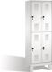 Garderobenschrank m.Füßen H1850xB1200xT500mm lichtgrau/enzianblau 4 Abt. x 2