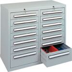 Schubladenschrank H900xB1000xT500mm 12x100 2x200mm lichtgrau/lichtgr. Trgf.25kg