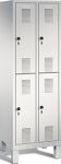 Garderobenschrank m.Füßen H1850xB810xT500mm lichtgrau enzianblau 2x2 Abt.