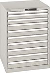 Schubladenschrank H1000xB717xT725mm lichtgrau 10Schubl.Vollauszug,KeyLock
