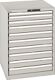 Schubladenschrank H1000xB717xT725mm lichtgrau 10Schubl.Vollauszug,KeyLock