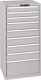 Schubladenschrank H1450xB717xT725mm lichtgrau 9 Schubl.Vollauszug,KeyLock LISTA