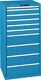 Schubladenschrank H1450xB717xT725mm lichtblau 10 Schubl.Vollauszug,KeyLock LISTA