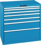Schubladenschrank H1000xB1023xT725mm lichtblau 7 Schubl.Vollauszug,KeyLock LISTA