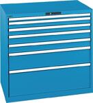 Schubladenschrank H1000xB1023xT725mm lichtblau 7 Schubl.Vollauszug,KeyLock LISTA