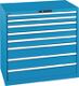Schubladenschrank H1000xB1023xT725mm lichtblau 6 Schubl.Vollauszug,KeyLock LISTA