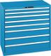 Schubladenschrank H1000xB1023xT725mm lichtblau 6 Schubl.Vollauszug,KeyLock LISTA