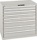 Schubladenschrank H1000xB1023xT725mm lichtgrau 6 Schubl.Vollauszug,KeyLock LISTA