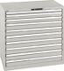 Schubladenschrank H1000xB1023xT725mm lichtgrau 10Schubl.Vollauszug,KeyLock LISTA
