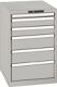 Schubladenschrank H850xB564xT725mm grau/grau 6 Schubl.Vollauszug,KeyLock