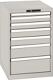Schubladenschrank H850xB564xT725mm grau/grau 7 Schubl.Vollauszug,KeyLock