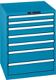 Schubladenschrank H850xB717xT725mm blau/blau 7 Schubl.Vollauszug,KeyLock