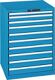 Schubladenschrank H1000xB717xT725mm blau/blau 10 Schubl.Vollauszug,KeyLock