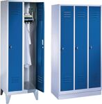 Garderobenschrank m.Füßen H1850xB1480xT500mm lichtgrau/ lichtgrau 5 Abt.