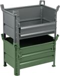 Leichtbaubehälter L1200xB800xH600mm verz.m.1/2 Klappe u.Füßen Trgf.500kg
