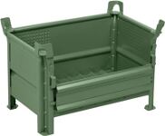 Leichtbaubehälter L1200xB800xH600mm resedagrün m.1/2 Klappe u.Füßen Trgf.1000kg