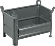 Leichtbaubehälter L1200xB1000xH600mm mausgrau m.1/2 Klappe u.Füßen Trgf.1000kg