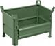 Leichtbaubehälter L1200xB1000xH600mm resedagrün m.1/2 Klappe u.Füßen Trgf.1000kg