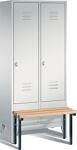 Garderobenschrank m.vorgebauter Sitzbank H1850xB810xT500/820mm lichtgrau 2 Abt.