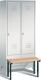 Garderobenschrank m.vorgebauter Sitzbank H1850xB810xT500/820mm lichtgrau 2 Abt.