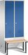 Garderobenschrank m.vorgebauter Sitzbank H1850xB810xT500/820mm grau/blau 2 Abt.