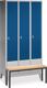 Garderobenschrank m.vorgebauter Sitzbank H1850xB900xT500/820mm grau/blau 3 Abt.