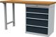 Werkbank B1500xT600xH859mm Buche Multiplex lichtgrau/grau 4 Schubl.