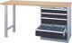 Werkbank B1500xT600xH859mm Buche Multiplex lichtgrau/grau 5 Schubl.