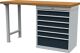 Werkbank B1500xT600xH859mm Buche Multiplex lichtgrau/grau 6 Schubl.