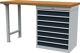 Werkbank B1500xT600xH859mm Buche Multiplex lichtgrau/grau 7 Schubl.