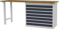 Werkbank B2000xT600xH859mm Buche Multiplex lichtgrau/grau 7 Schubl.