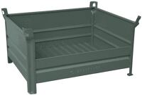 Leichtbaubehälter L1200xB1000xH600mm mausgrau m.1/2 Bordwand u.Füßen Trgf.500kg