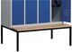 Garderobenschrank m.untergebauter Sitzbank H2090xB1590xT500/820mm lichtgrau 4Abt