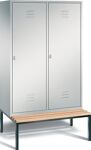 Garderobenschrank m.Sitzbank H2090xB1190xT820mm lichtgrau/ lichtgrau 4 Abt.C+P