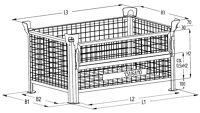 Gitterbehälter m.1/2 Klappe 4000kg L1200xB1000xH600mm verz.silber