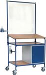 Stehpult H2305xB1105xT659mm lichtgrau/brillantblau1Schutzrahmen,2Halter,1Schrank