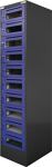 Elektro-Fächerschrank H1790xB410xT500mm Sockel 10F.grau/blau NCS Sichtfenstert.