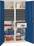Werkzeug-/Beistellschrank H1800xB1000xT500mm 8Schubl.,6Bd.lichtgrau/enzianblau