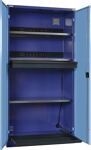Elektro-Flügeltürenschrank H1995xB1000xT580mm blau 3BD 1Schubl.Vollblechtür